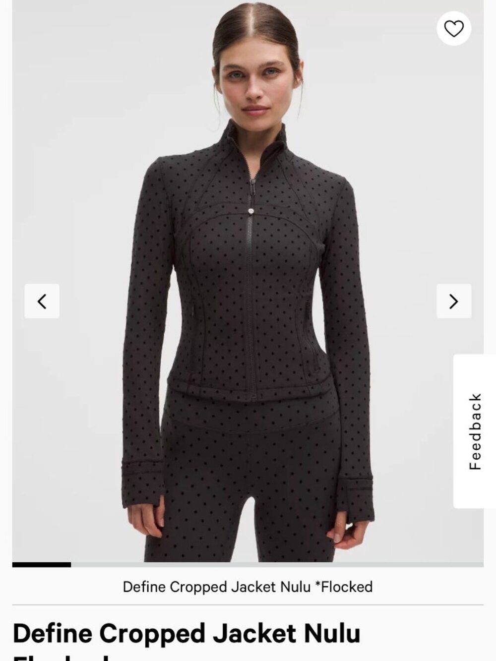 Lululemon Define Cropped Jacket Flocked polka dot sz 6